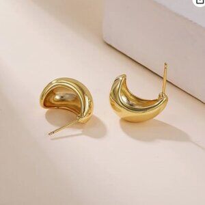 Chunky Gold Colored Hoop Earrings for Women